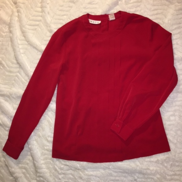 Vintage Tops - *donated* Vintage Red Pleated Blouse